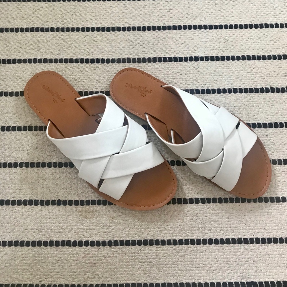 White Slip On Sandals